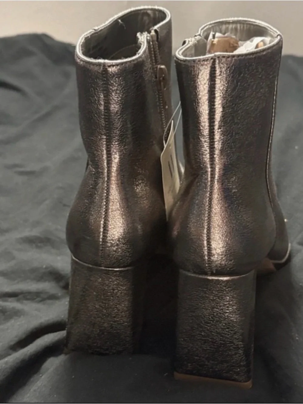 Worthington Metallic Silver Block Heel Ankle Boots